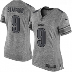 Women's Detroit Lions 9 Matthew Stafford Limited Gray Gridiron NFL Jersey
