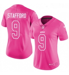 Women's Detroit Lions 9 Matthew Stafford Limited Pink Rush Fashion NFL Jersey Women's Detroit Lions 9 Matthew Stafford Limited Pink Rush Fashion NFL Jersey