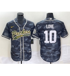 Green Bay Packers 10 Jordan Love Grey Camo Cool Base Stitched Baseball Jersey Green Bay Packers 10 Jordan Love Grey Camo Cool Base Stitched Baseball Jersey