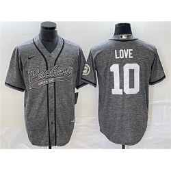 Green Bay Packers 10 Jordan Love Grey Cool Base Stitched Baseball Jersey