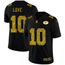 Green Bay Packers 10 Jordan Love Leopard Print Fashion Vapor Limited NFL Jersey Black