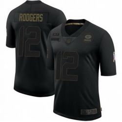 Green Bay Packers 12 Aaron Rodgers Black 2020 Salute To Service Limited Jersey