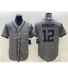 Green Bay Packers 12 Aaron Rodgers Grey With Patch Cool Base Stitched Baseball Jersey Green Bay Packers 12 Aaron Rodgers Grey With Patch Cool Base Stitched Baseball Jersey