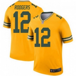 Green Bay Packers 12 Aaron Rodgers Legend Gold Jersey