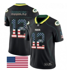Green Bay Packers 12 Aaron Rodgers Limited Black Rush USA Flag NFL Jersey Green Bay Packers 12 Aaron Rodgers Limited Black Rush USA Flag NFL Jersey