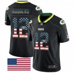 Green Bay Packers 12 Aaron Rodgers Limited Black Rush USA Flag NFL Jersey