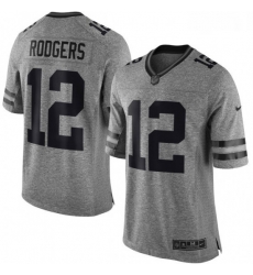 Green Bay Packers 12 Aaron Rodgers Limited Gray Gridiron NFL Jersey