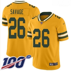 Green Bay Packers 26 Darnell Savage Gold Stitched Football Limited Inverted Legend 100th Season Jersey