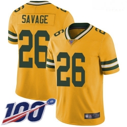 Green Bay Packers 26 Darnell Savage Yellow Stitched Football Limited Rush 100th Season Jersey