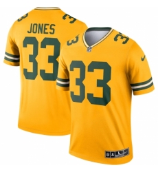 Green Bay Packers 33 Aaron Jones Gold Inverted Legend Jersey Green Bay Packers 33 Aaron Jones Gold Inverted Legend Jersey