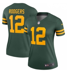 Women's Green Bay Packers 12 Aaron Rodgers Green Alternate Legend Player Jersey