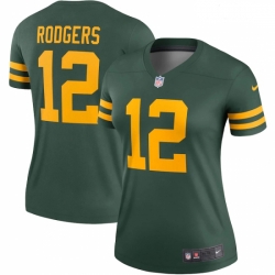Women's Green Bay Packers 12 Aaron Rodgers Green Alternate Legend Player Jersey