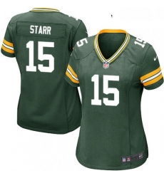 Women's Green Bay Packers 15 Bart Starr Game Green Team Color NFL Jersey