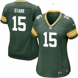 Women's Green Bay Packers 15 Bart Starr Game Green Team Color NFL Jersey