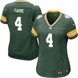 Women's Green Bay Packers 4 Brett Favre Game Green Team Color NFL Jersey