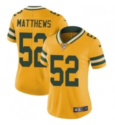 Women's Green Bay Packers 52 Clay Matthews Limited Gold Rush Vapor Untouchable NFL Jersey