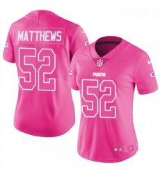 Women's Green Bay Packers 52 Clay Matthews Limited Pink Rush Fashion NFL Jersey Women's Green Bay Packers 52 Clay Matthews Limited Pink Rush Fashion NFL Jersey