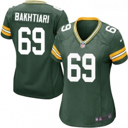 Women's Green Bay Packers 69 David Bakhtiari Game Green Team Color NFL Jersey