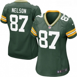 Women's Green Bay Packers 87 Jordy Nelson Game Green Team Color NFL Jersey