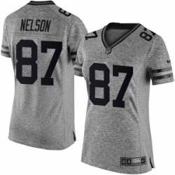 Women's Green Bay Packers 87 Jordy Nelson Limited Gray Gridiron NFL Jersey