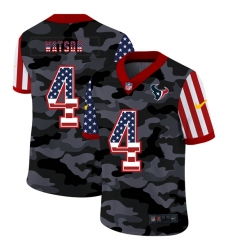 Houston Texans 4 Deshaun Watson Camo 2020 USA Flag Salute To Service Limited Jersey