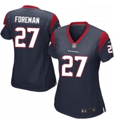 Women's Houston Texans 27 DOnta Foreman Game Navy Blue Team Color NFL Jersey