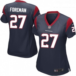Women's Houston Texans 27 DOnta Foreman Game Navy Blue Team Color NFL Jersey