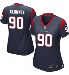 Women's Houston Texans 90 Jadeveon Clowney Game Navy Blue Team Color NFL Jersey