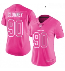 Women's Houston Texans 90 Jadeveon Clowney Limited Pink Rush Fashion NFL Jersey