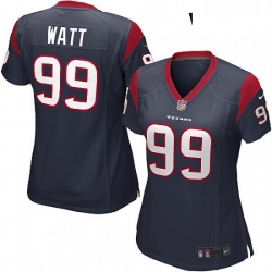 Women's Houston Texans 99 JJ Watt Game Navy Blue Team Color NFL Jersey