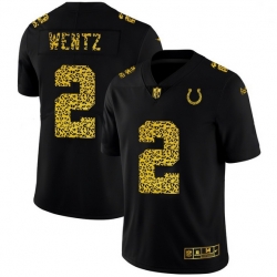 Indianapolis Colts 2 Carson Wentz Black Leopard Print Fashion Vapor Limited NFL Jersey