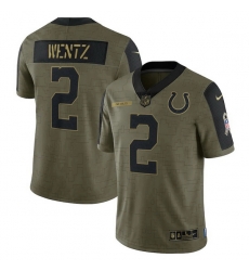 Indianapolis Colts 2 Carson Wentz Olive 2021 Salute To Service Limited Player Jersey Indianapolis Colts 2 Carson Wentz Olive 2021 Salute To Service Limited Player Jersey