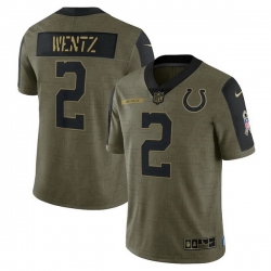 Indianapolis Colts 2 Carson Wentz Olive 2021 Salute To Service Limited Player Jersey