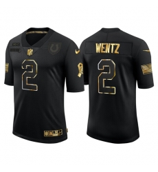Indianapolis Colts 2 Carson Wentz White Vapor 2020 salute to service black golden Limited Jersey
