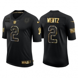 Indianapolis Colts 2 Carson Wentz White Vapor 2020 salute to service black golden Limited Jersey