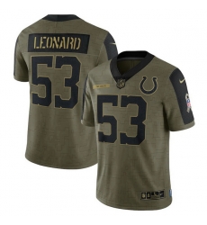 Indianapolis Colts 53 Darius Leonard Olive 2021 Salute To Service Limited Player Jersey