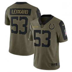 Indianapolis Colts 53 Darius Leonard Olive 2021 Salute To Service Limited Player Jersey