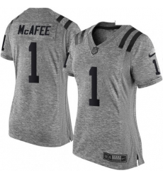 Women's Indianapolis Colts 1 Pat McAfee Limited Gray Gridiron NFL Jersey