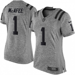 Women's Indianapolis Colts 1 Pat McAfee Limited Gray Gridiron NFL Jersey