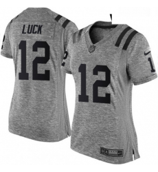 Women's Indianapolis Colts 12 Andrew Luck Limited Gray Gridiron NFL Jersey