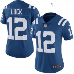 Women's Indianapolis Colts 12 Andrew Luck Limited Royal Blue Rush Vapor Untouchable NFL Jersey