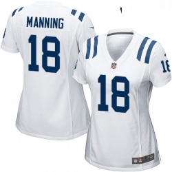 Women's Indianapolis Colts 18 Peyton Manning Game White NFL Jersey