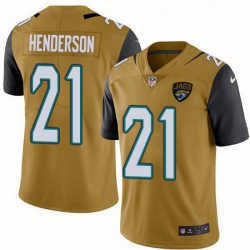 Jacksonville Jaguars 21 C J Henderson Gold Stitched NFL Limited Rush Jersey
