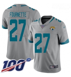 Jacksonville Jaguars 27 Leonard Fournette Silver Stitched Football Limited Inverted Legend 100th Season Jersey Jacksonville Jaguars 27 Leonard Fournette Silver Stitched Football Limited Inverted Legend 100th Season Jersey