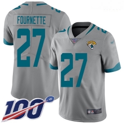 Jacksonville Jaguars 27 Leonard Fournette Silver Stitched Football Limited Inverted Legend 100th Season Jersey