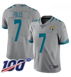 Jacksonville Jaguars 7 Nick Foles Silver Stitched Football Limited Inverted Legend 100th Season Jersey