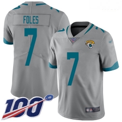 Jacksonville Jaguars 7 Nick Foles Silver Stitched Football Limited Inverted Legend 100th Season Jersey