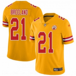 Kansas City Chiefs 21 Bashaud Breeland Gold Stitched NFL Limited Inverted Legend Jersey