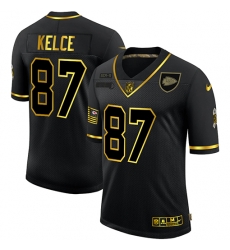 Kansas City Chiefs 87 Travis Kelce Black Gold 2020 Salute To Service Limited Jersey