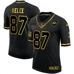 Kansas City Chiefs 87 Travis Kelce Black Gold 2020 Salute To Service Limited Jersey
